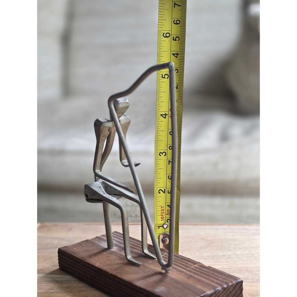 Mid Century Brutalist Metal Nail Art Sculpture Seated Harp Player - Picture 15 of 16